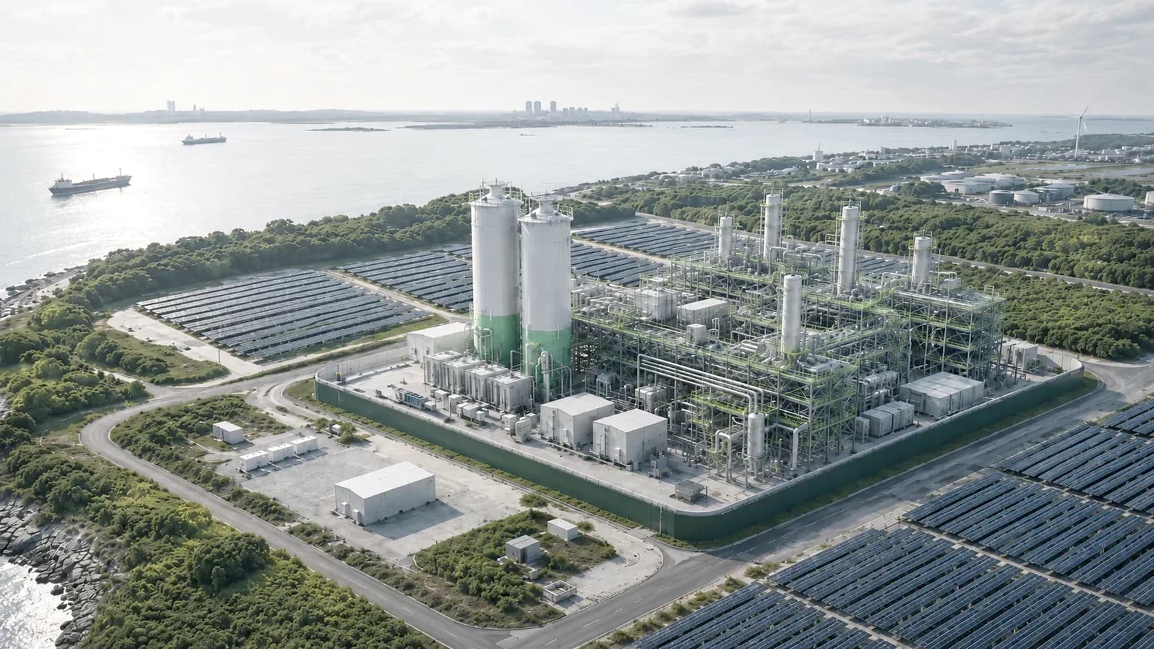 Rendering einer kommerziellen ICODOS-E-Methanol-Anlage
