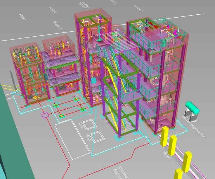 3D-Konstruktionsmodell der POSEIDON-Demonstrationsanlage — alternative Ansicht